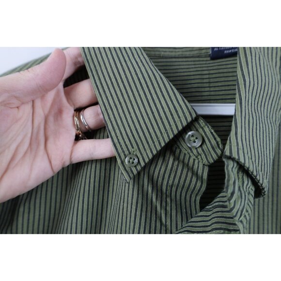 Vtg 90s Streetwear Mens L Pinstriped Baggy Fit Short Sleeve Button Down Shirt - Picture 6 of 11